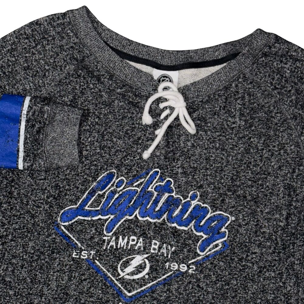 Tampa Bay Lightning Jersey Sweatshirt Womens L Gray Lace Up 3/4 Sleeves NHL